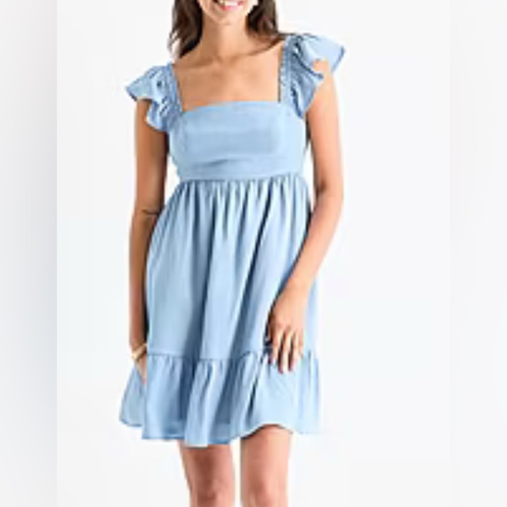 New by & by Light Blue Ruffle-Sleeve Chambray Dress - Size XXL